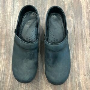 Dansko Black Leather Clogs